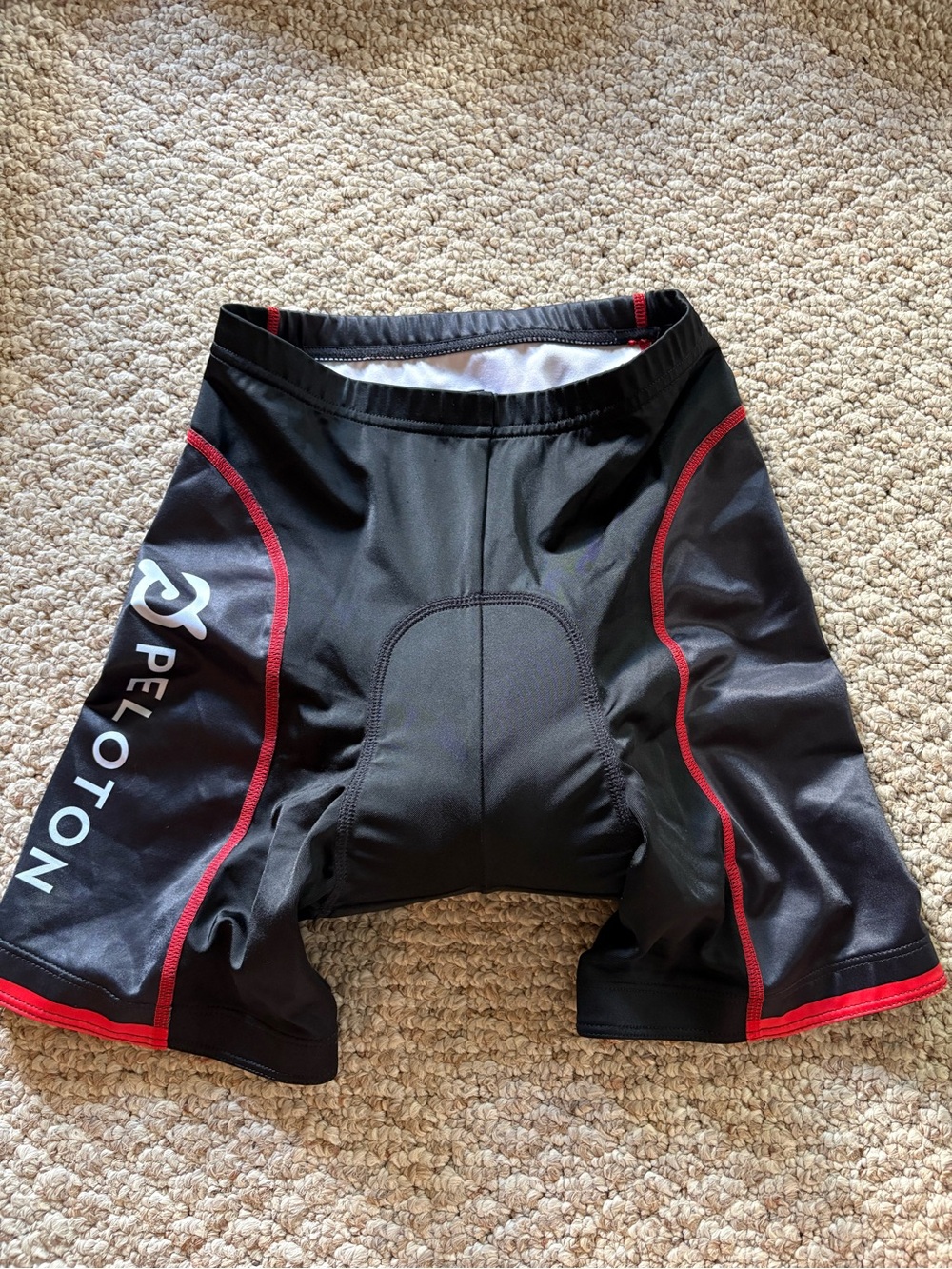Peloton Black Athletic Cycling Shorts with Red Trim